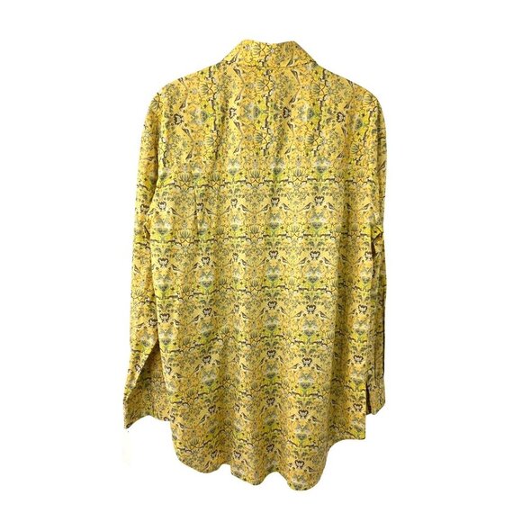 Northern Isles Cotton Shirt Men L Pale Yellow Bird Floral Print VTG Style NWT - Picture 2 of 8